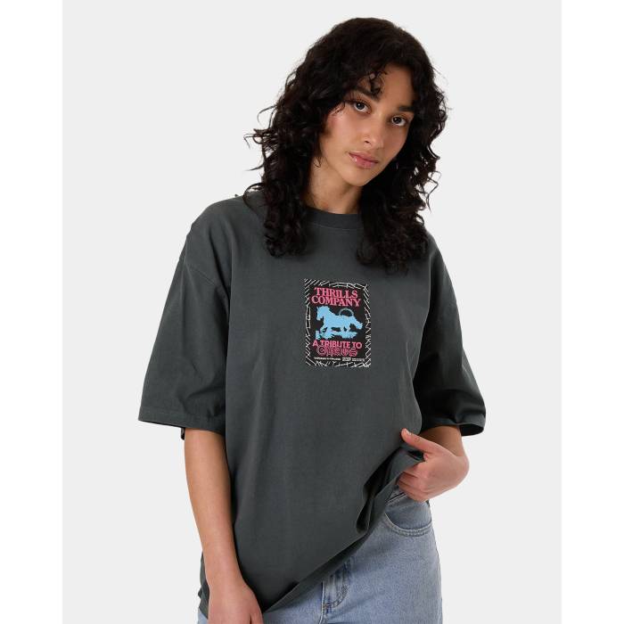 Thrills 【 Womens Chain Of Formation T-Shirt Womens Charcoal Blue 】 レディース プルオーバー レディース 濃灰色 青味 青み