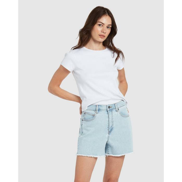 ボルコム Volcom 【 Womens Step High Rise Denim Shorts Womens Thrifter Blue Light 】 レディース ハイ ライズ デニム ショーツ レディース 青色 ブルー