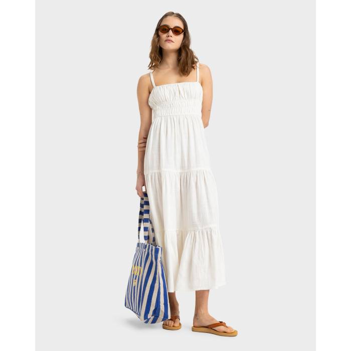 ロキシー Roxy 【 Womens Sunshone Coastline Solid Maxi Dress Womens Egret 】 レディース ソリッド ドレス レディース