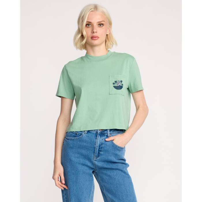 ボルコム Volcom 【 Womens Pocket Dial T-Shirt Womens Sea Green 】 レディース プルオーバー レディース green 緑・緑であること