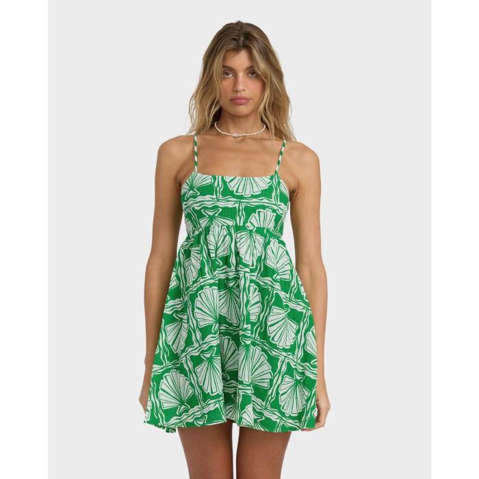 【★百貨店SALE★6/11真夜中2時迄】散らし広告ボン Billabong 【 Womens Sea Shell Mini Dress Womens Kelly Green 】 レディース shell 甲殻 御召しもの レディース green 緑・緑であること