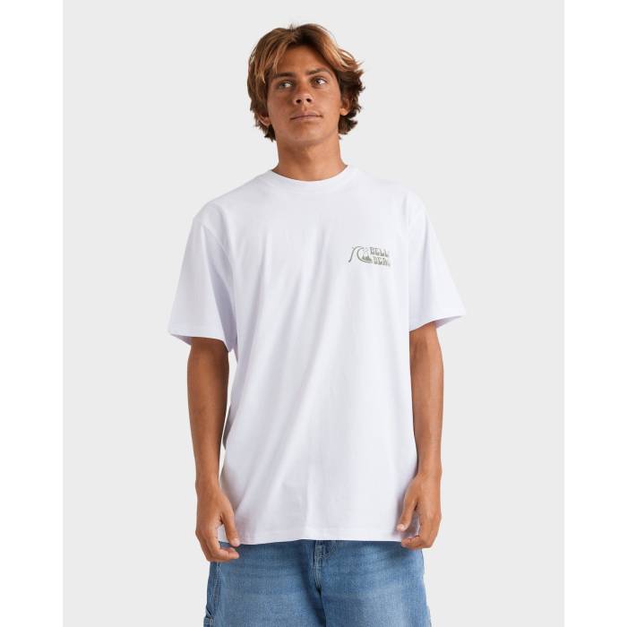 【★百貨店SALE★6/11真夜中2時迄】クイックしろがね色 Quiksilver 【 Mens Bells T-Shirt Mens White 】 メンズ ティーシャツ メンズ 白いこと 白いこと