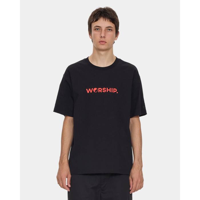 Worship 【 Mens Core T-Shirt Mens Black 】 メンズ コア Tシャツ メンズ 黒色 ブラック｜スニケス