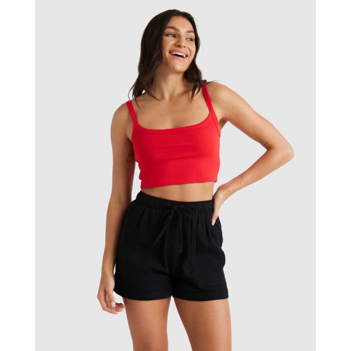 Nunui 【 Womens Flashback Crop Tank Top Womens Red 】 レディース Crop クロップ タンクトップ レディース Red 赤・レッド