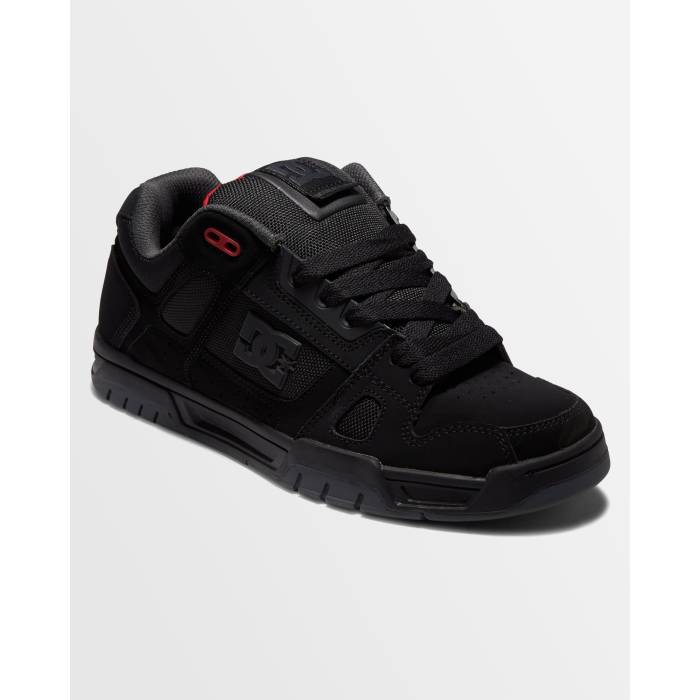 ディーシー シューズ Dc Shoes 【 Mens Stag Sneakers Mens Black/Grey/Red 】 メンズ スタッグ メンズ 黒色 ブラック 灰色 グレー Red 赤・レッド｜スニケス