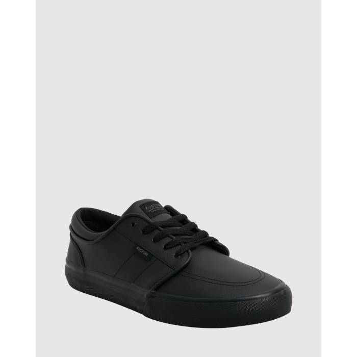 Kustom 【 Mens Remark Wide Black Sneakers Mens Black Leather 】 メンズ 黒いこと 黒いこと メンズ 黒いこと 黒いこと なめし革