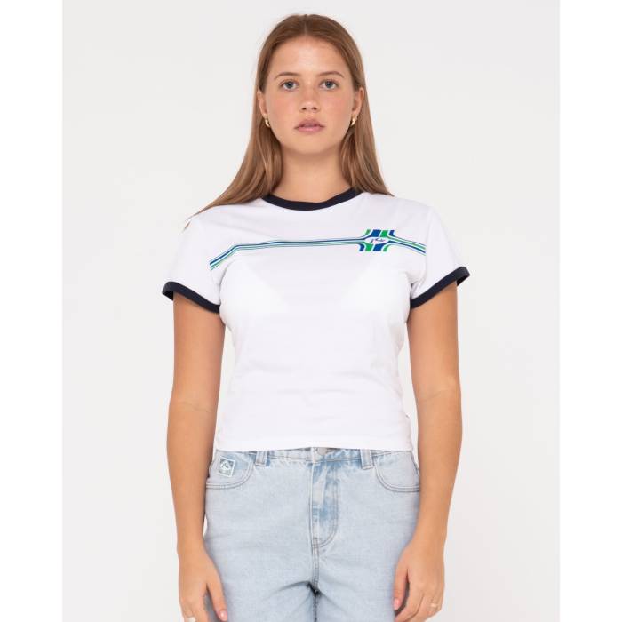 ラスティ Rusty 【 Womens Worldwide Short Sleeve Skimmer T-Shirt Womens White 】 レディース Sleeve スリーブ Tシャツ レディース 白色 ホワイト