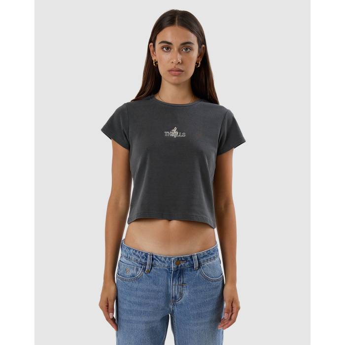 【★百貨店SALE★6/11真夜中2時迄】Thrills 【 Womens In Bloom Mini T-Shirt Womens Merch Black 】 レディース ティーシャツ レディース 黒いこと 黒いこと