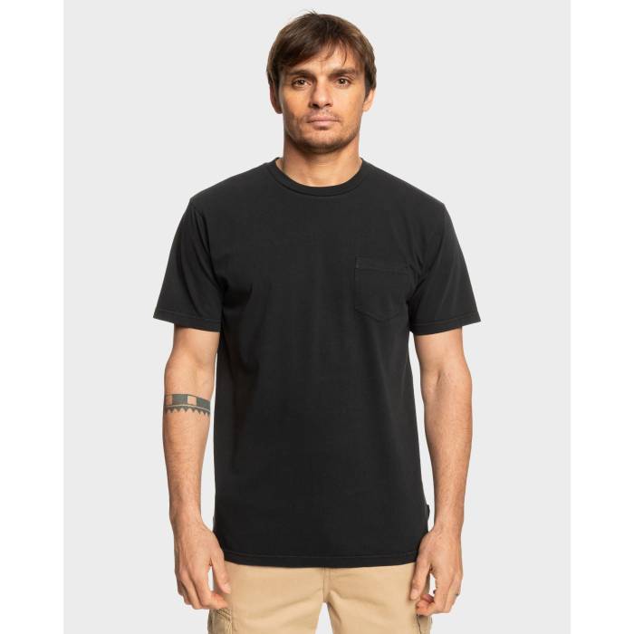 クイックしろがね色 Quiksilver 【 Mens Salt Water Pocket T-Shirt Mens Black 】 メンズ プルオーバー メンズ 黒いこと 黒いこと