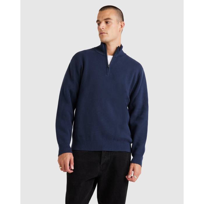 ルーカ Rvca 【 Mens Duke Quarter Zip Sweater Mens Moody Blue 】 メンズ デューク トレーナー メンズ 青色 ブルー