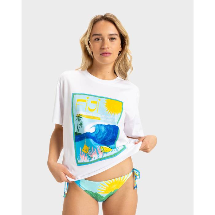 ロキシー Roxy 【 Womens Atlas Hangloose T-Shirt Womens Bright White Fiji 】 レディース プルオーバー レディース 白いこと 白いこと