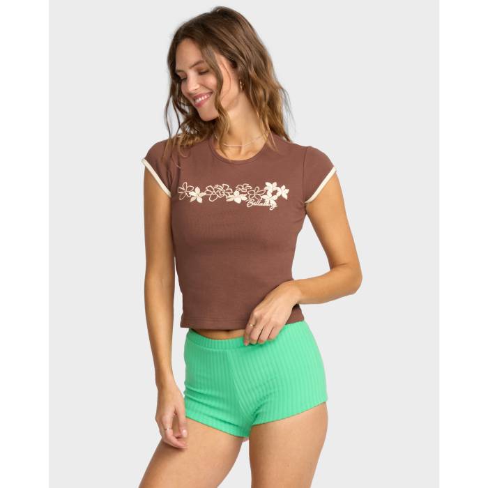 ビラボン Billabong 【 Womens Josie Ringer T-Shirt Womens Espresso 】 レディース Tシャツ レディース