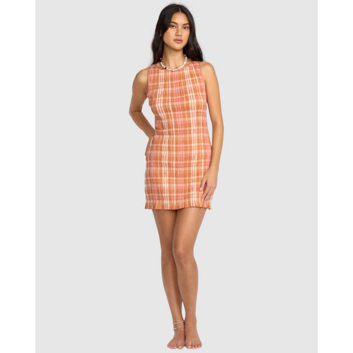 【★百貨店SALE★6/11真夜中2時迄】散らし広告ボン Billabong 【 Womens Check Me Out Mini Dress Womens Sunburnt 】 レディース 御召しもの レディース