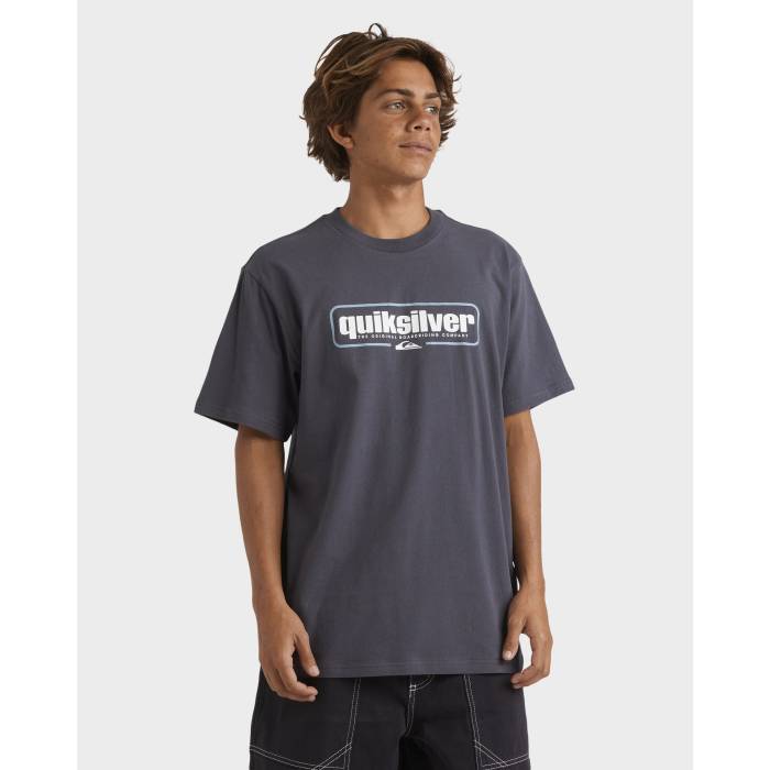 【★百貨店SALE★6/11十二時2時迄】クイックしろがね色 Quiksilver 【 Mens Retro Box T-Shirt Mens India Ink 】 メンズ レトロ ボックス席 プルオーバー メンズ