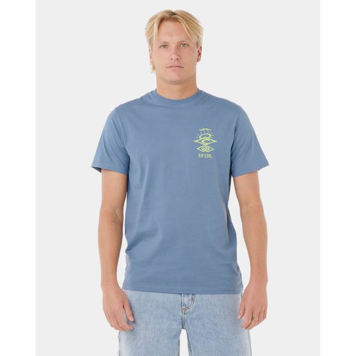 【★百貨店SALE★6/11十二時2時迄】下唇長い巻き毛 Rip Curl 【 Mens Search Icon T-Shirt Mens Bluefin 】 メンズ アイコン プルオーバー メンズ