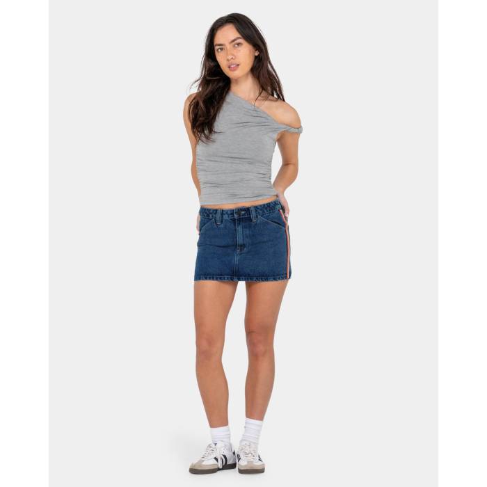 ラスティ Rusty 【 Womens Flip Mommy Low Rise Mini Denim Skirt Womens Deep Sea Blue / Oran 】 レディース ライズ ジーンズ レディース ディープ 青味 青み