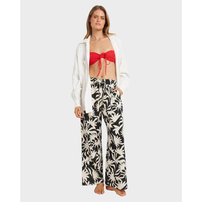ビラボン Billabong 【 Womens By My Side Linen Pants Womens Black White 】 レディース レディース 黒色 ブラック 白色 ホワイト
