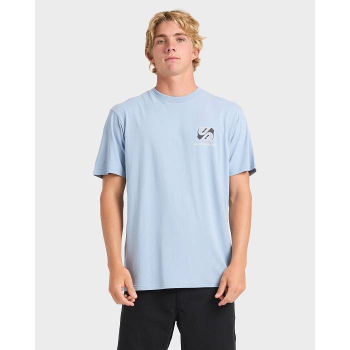 【★百貨店SALE★6/11真夜中2時迄】クイックしろがね色 Quiksilver 【 Mens Mirror Flare T-Shirt Mens Ashley Blue 】 メンズ ティーシャツ メンズ 青碧 青碧