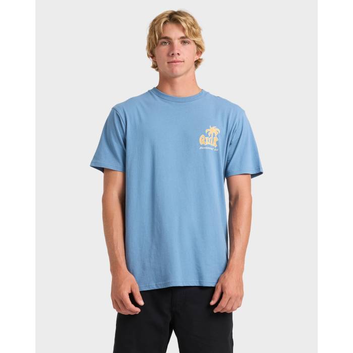 【★百貨店SALE★6/11真夜中2時迄】クイックしろがね色 Quiksilver 【 Mens Palm Relax T-Shirt Mens Coronet Blue 】 メンズ 伸び伸びする ティーシャツ メンズ 青碧 青碧