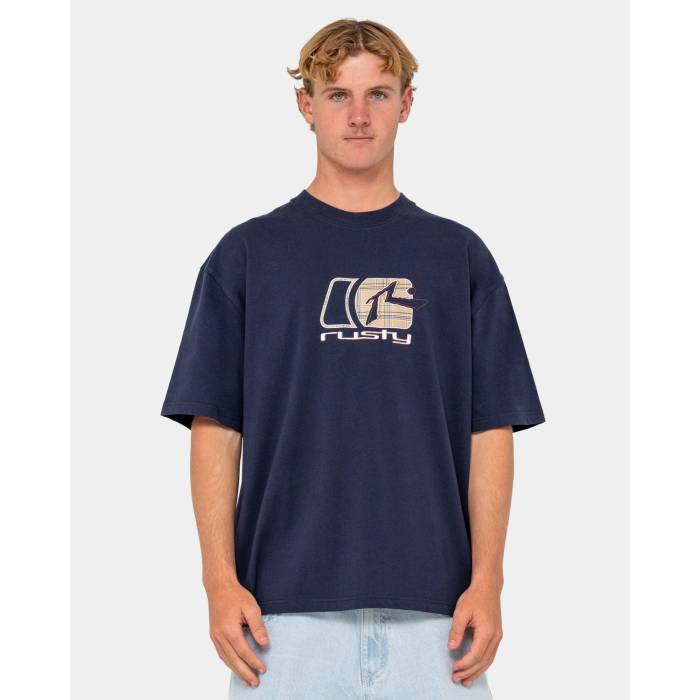 ラスティ Rusty 【 Mens Check Out T-Shirt Mens Navy Blue 】 メンズ Tシャツ メンズ 紺色 ネイビー 青色 ブルー
