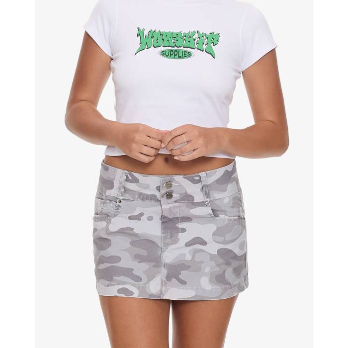 【★百貨店SALE★6/11十二時2時迄】Worship 【 Womens 00S Cargo Mini Skirt Womens Snow Camo 】 レディース 積貨委託貨物 レディース 家鴨柄