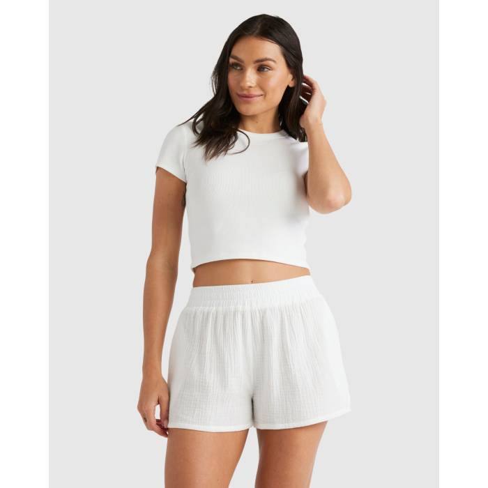 Nunui 【 Womens Baby Rib T-Shirt Womens Summer White 】 レディース Tシャツ レディース Summer サマー 白色 ホワイト