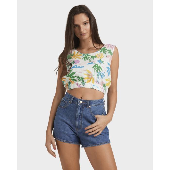 【★百貨店SALE★6/11十二時2時迄】ロキシー Roxy 【 Womens Surfari Crop Top Womens Egret Surfari 】 レディース Crop クロップ レディース
