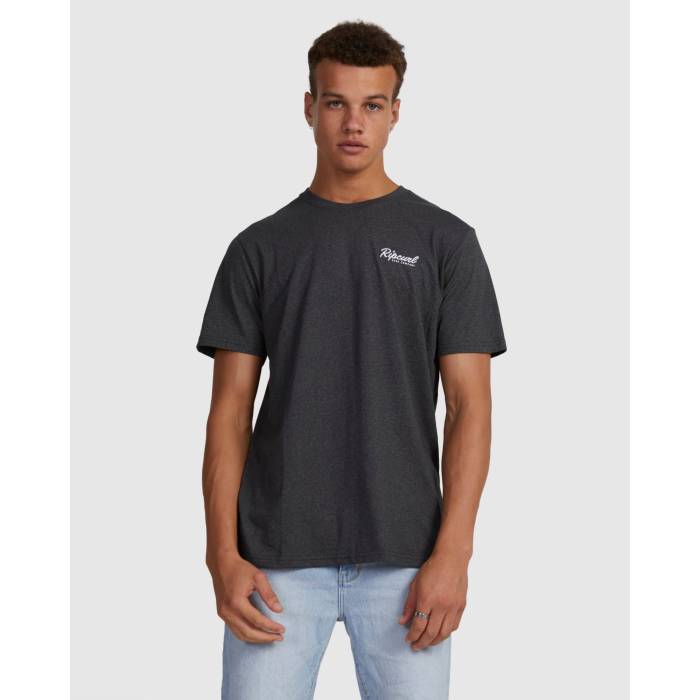 【★百貨店SALE★6/11真夜中2時迄】下唇長い巻き毛 Rip Curl 【 Mens Easy Embroided T-Shirt Mens Black Marle 】 メンズ ティーシャツ メンズ 黒いこと 黒いこと