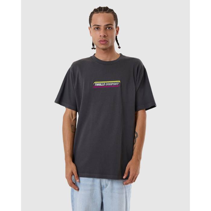 【★百貨店SALE★6/11真夜中2時迄】Thrills 【 Mens Blurr Embro Merch Fit T-Shirt Mens Dark Charcoal 】 メンズ ティーシャツ メンズ 濃灰色