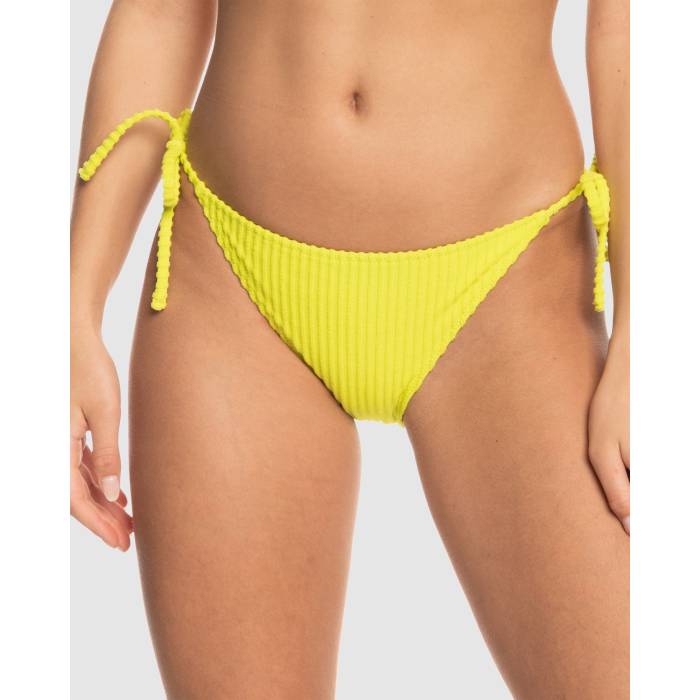 ロキシー Roxy 【 Womens Happy Rib Cheeky Tie Side Bikini Bottom Womens Evening Primrose 】 レディース ネクタイ ズボン ボトムス レディース
