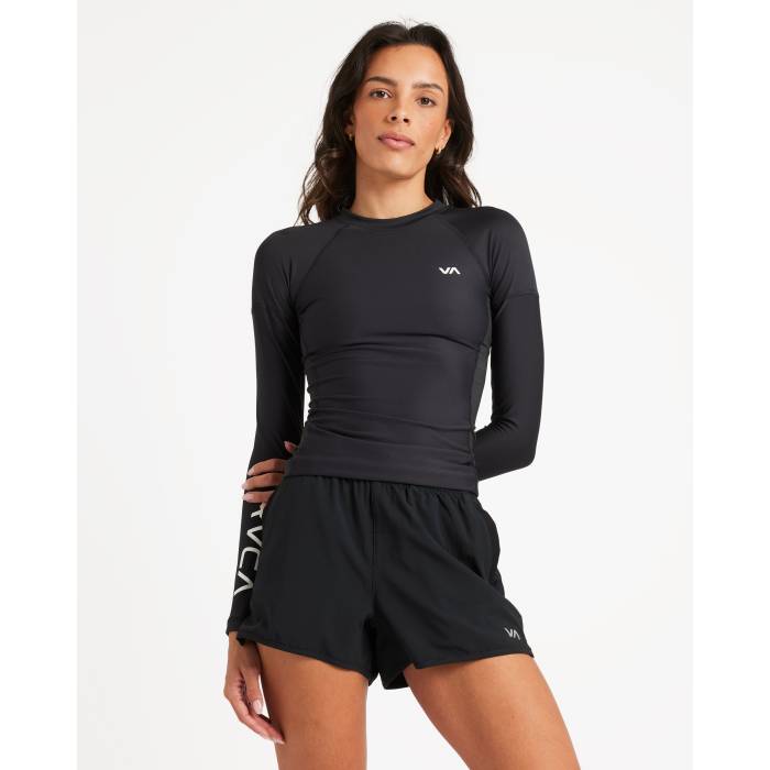 【★百貨店SALE★6/11真夜中2時迄】ルーカ Rvca 【 Womens Compression Long Sleeve Rash Vest Womens Black 】 レディース コンプレッション Sleeve 衣袂 より良い レディース 黒いこと 黒いこと