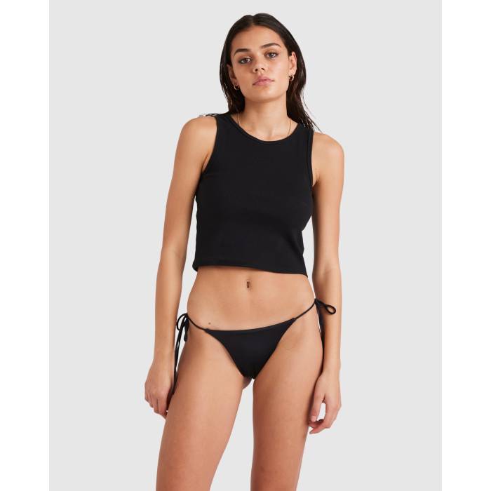 【★百貨店SALE★6/11真夜中2時迄】ルーカ Rvca 【 Womens Solid Skimpy Tie Side Bikini Bottom Womens Black 】 レディース 益荒男 タイ ズボン ボトムス レディース 黒いこと 黒いこと