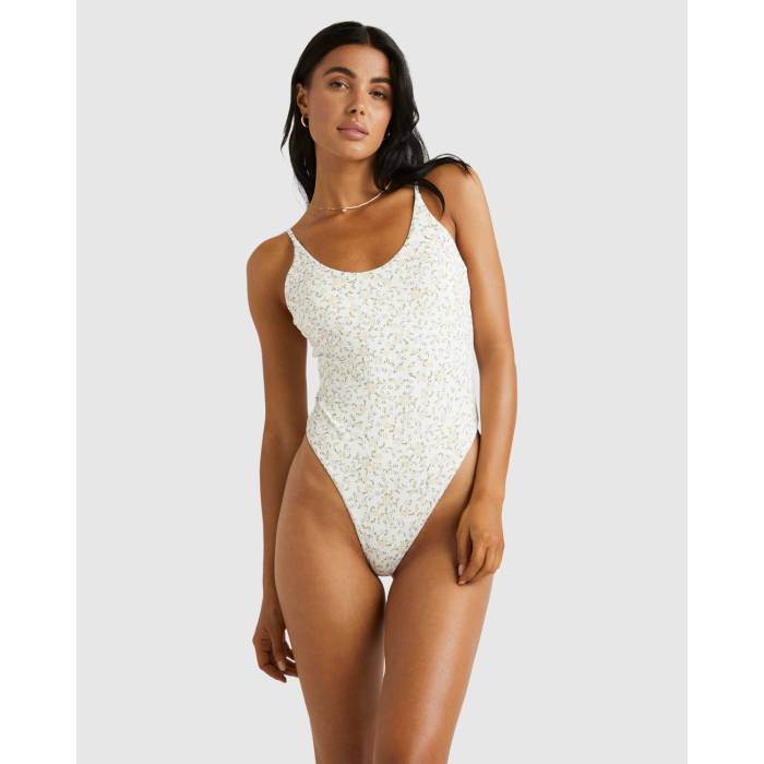 【★百貨店SALE★6/11真夜中2時迄】ルーカ Rvca 【 Womens Ditsy Rib One Piece Swimsuit Womens Whisper White 】 レディース 海水着 レディース 白いこと 白いこと