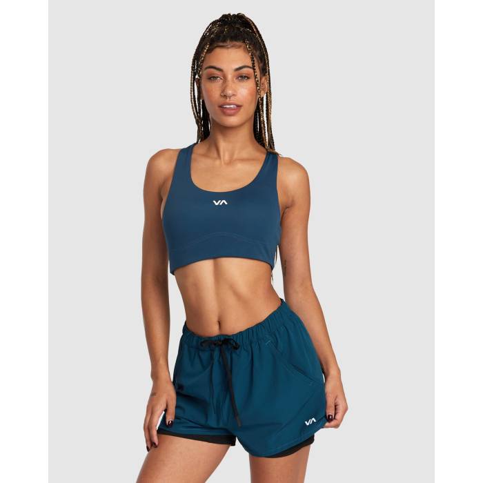 ルーカ Rvca 【 Womens Va Essential Mid Support Sports Bra Womens Pond 】 レディース ミッド レディース