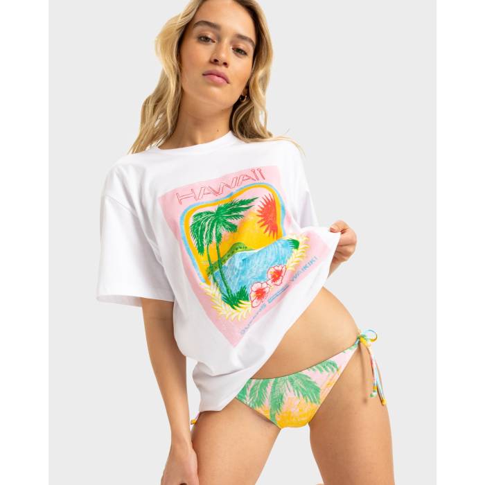 ロキシー Roxy 【 Womens Atlas Hangloose T-Shirt Womens Bright White Hawaii 】 レディース プルオーバー レディース 白いこと 白いこと アロハ州