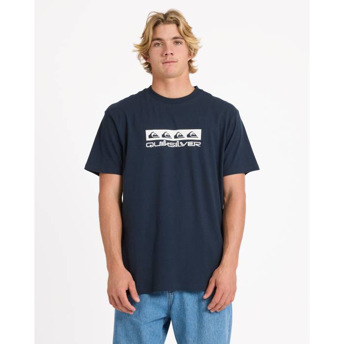 【★百貨店SALE★6/11真夜中2時迄】クイックしろがね色 Quiksilver 【 Mens Omni Box T-Shirt Mens Dark Navy 】 メンズ オムニ ボックス席 ティーシャツ メンズ 紺色 米国海軍