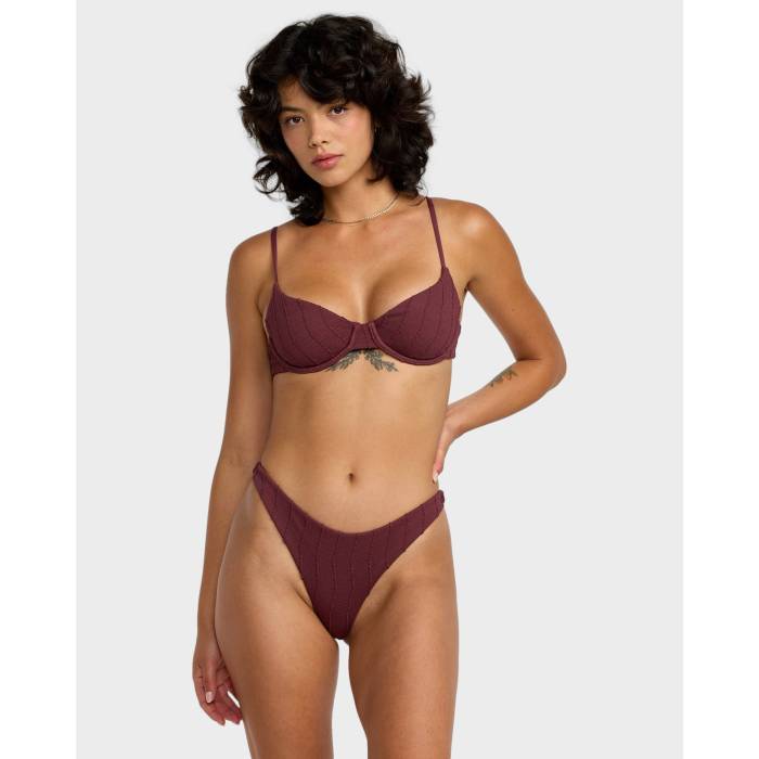 【★百貨店SALE★6/11真夜中2時迄】ルーカ Rvca 【 Womens Chevy Gro Bikini Bottom Womens Redwood 】 レディース ズボン ボトムス レディース 赤いこと白木