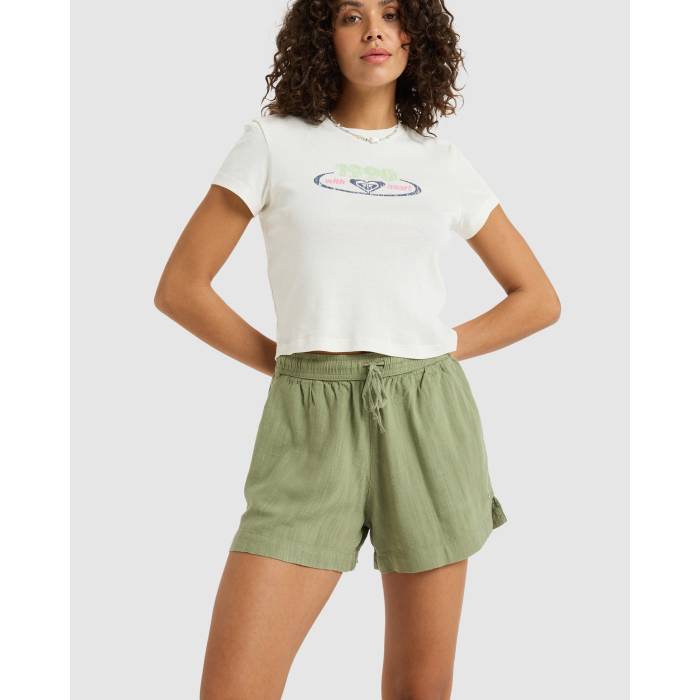 ロキシー Roxy 【 Womens Lekeitio Break Elastic Waist Shorts Womens Oil Green 】 レディース ショーツ レディース green 緑・グリーン