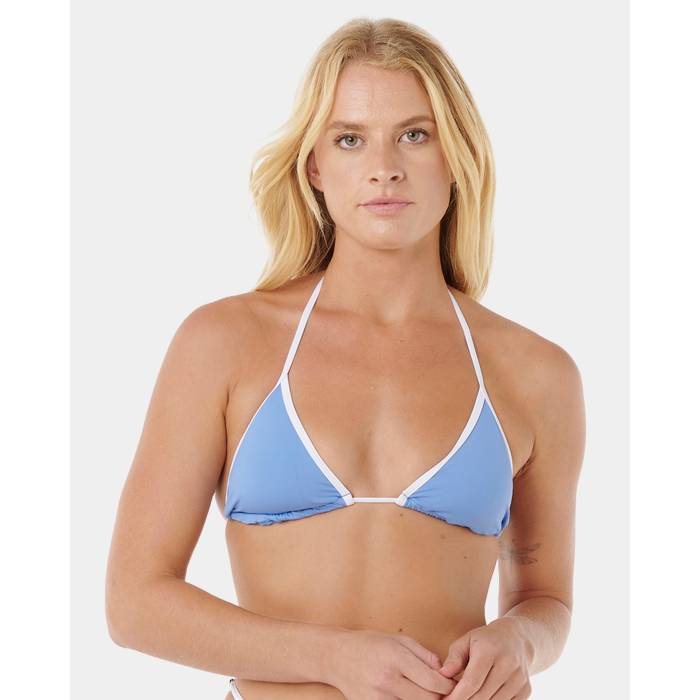【★百貨店SALE★6/11真夜中2時迄】下唇長い巻き毛 Rip Curl 【 Womens Classic Surf Sliding Tri Bikini Top Womens Blue 】 レディース 古典派音楽 レディース 青碧 青碧