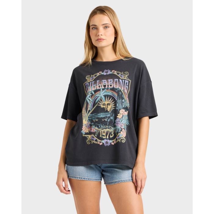 ビラボン Billabong 【 Womens Counting Stars T-Shirt Womens Off Black 】 レディース スターズ Tシャツ レディース 黒色 ブラック