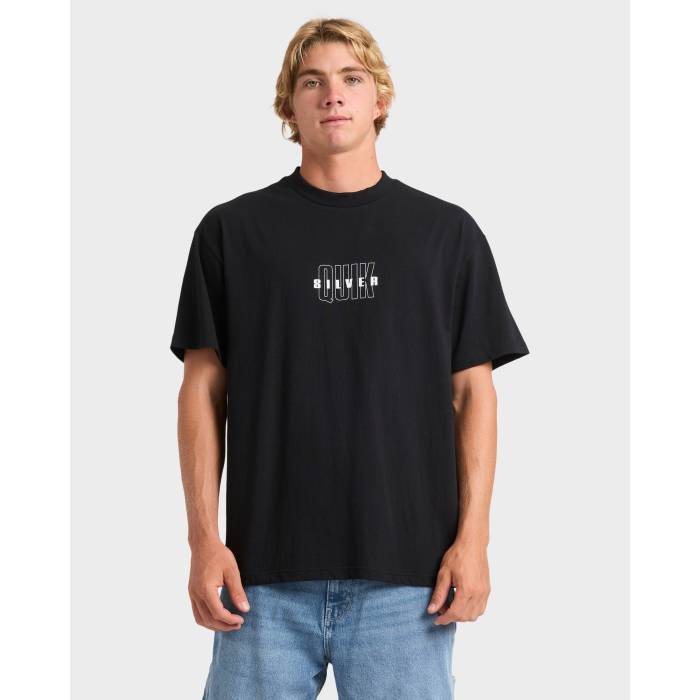 【★百貨店SALE★6/11真夜中2時迄】クイックしろがね色 Quiksilver 【 Mens Blurred Lines T-Shirt Mens Black 】 メンズ ティーシャツ メンズ 黒いこと 黒いこと