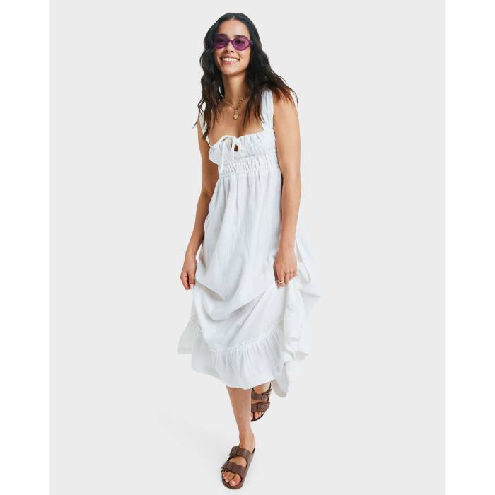 【★百貨店SALE★6/11真夜中2時迄】ロキシー Roxy 【 Womens Paradise Winds Midi Dress Womens Bright White 】 レディース エデンの園 御召しもの レディース 白いこと 白いこと