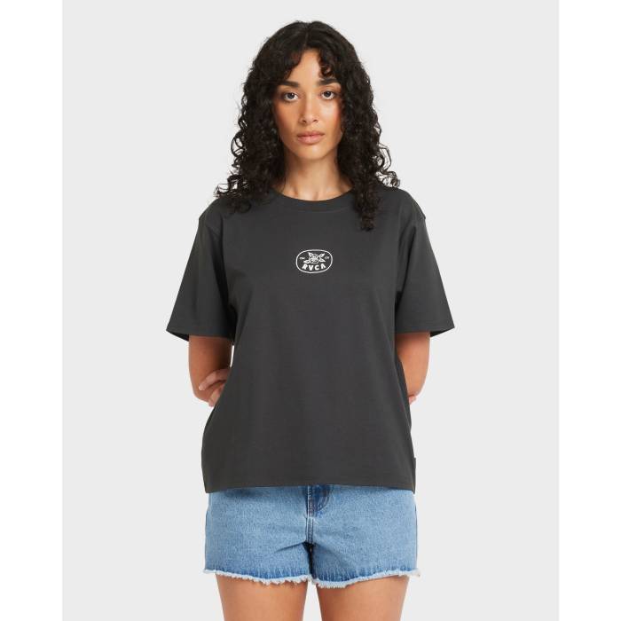 ルーカ Rvca 【 Womens Elec Rose T-Shirt Womens Black Wash 】 レディース Rose ローズ Tシャツ レディース 黒色 ブラック