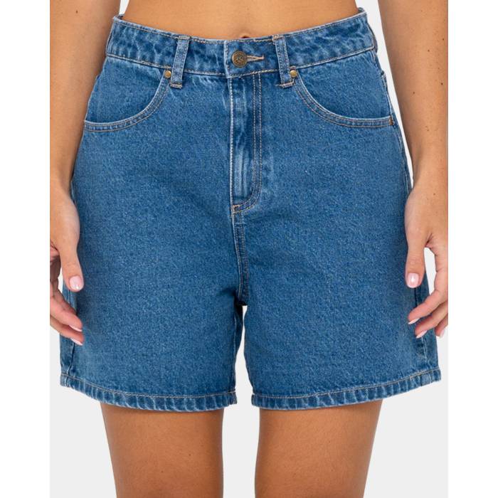 ラスティ Rusty 【 Womens Cyprus High Denim Shorts Womens Middy Blue 】 レディース ハイ デニム ショーツ レディース 青色 ブルー