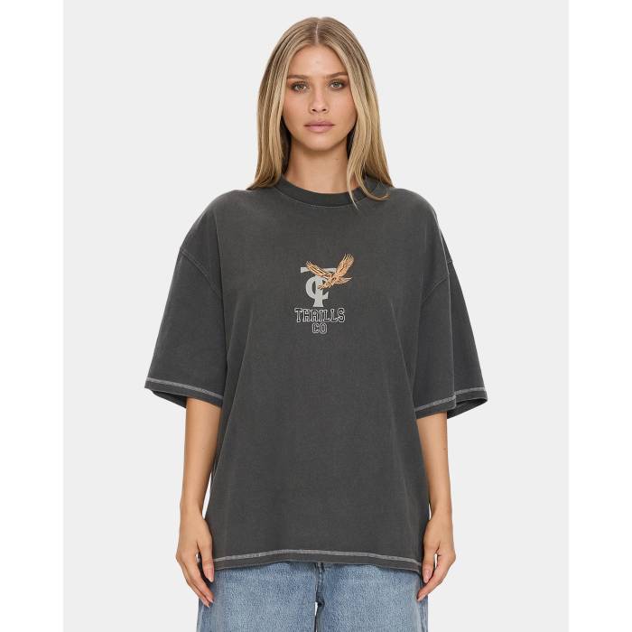 Thrills 【 Womens Take It Easy Oversized T-Shirt Womens Merch Black 】 レディース Tシャツ レディース 黒色 ブラック|スニケス