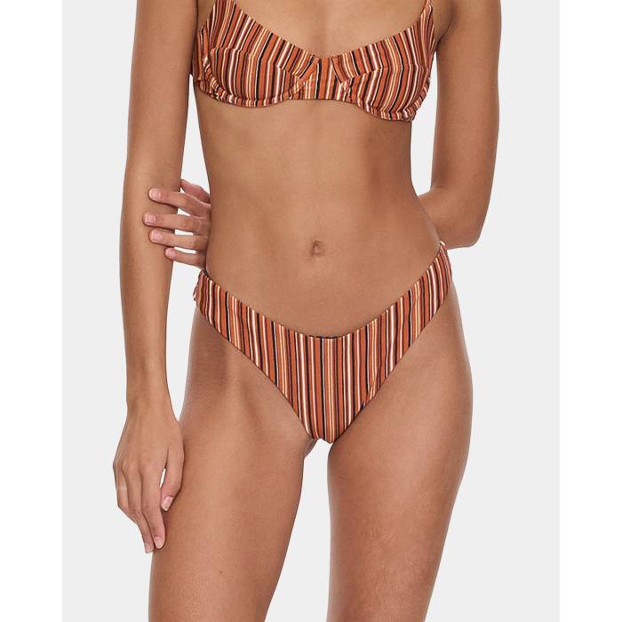 【★百貨店SALE★6/11真夜中2時迄】Thrills 【 Womens Aftersun Stripe Classic Bikini Bottom Womens Burnt Orange 】 レディース Stripe 縞模様 古典派音楽 ズボン ボトムス レディース orange 橙・オレンジ色