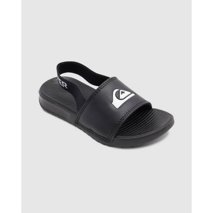 クイックシルバー Quiksilver 【 Boys 2-7 Bright Coast Strap Slides Boys Black/White/Black 】 ストラップ ジュニア キッズ 黒色 ブラック 白色 ホワイト