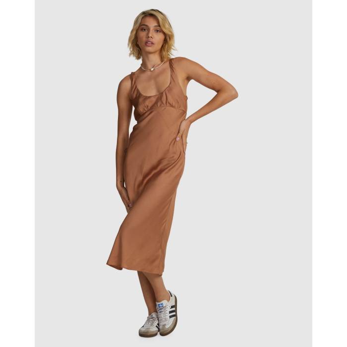 ルーカ Rvca 【 Womens Say So Midi Dress Womens Copper 】 レディース 御召しもの レディース 銅色 コッパー