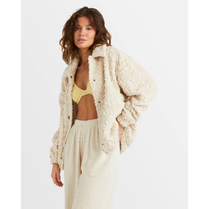 【★百貨店SALE★6/11真夜中2時迄】散らし広告ボン Billabong 【 Womens Ride Cozy Sherpa Jacket Womens White Cap 】 レディース Jacket 上衣 レディース 白いこと 白いこと 旗がしら かぶり笠