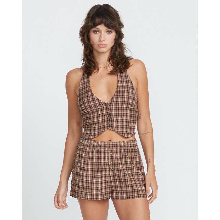 【★百貨店SALE★6/11十二時2時迄】ボルコム Volcom 【 Womens Whats Ur Damage Vest Womens Chocolate 】 レディース より良い レディース